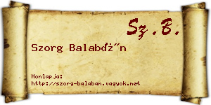 Szorg Balabán névjegykártya